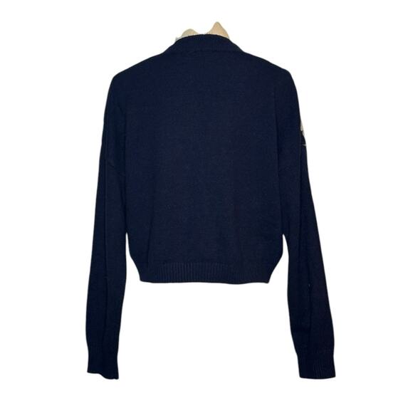 Witty Fox Blue & White Argyle V-Neck Buttoned Cardigan Size Large - Picture 8 of 14